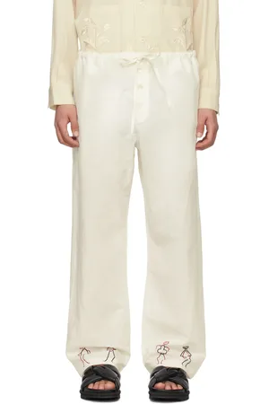 BODE Pantalon blanc à images brodées