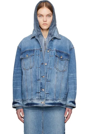 JUUN.J Blouson bleu en denim à effet délavé