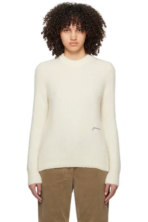 Ganni Pull brossé blanc cassé