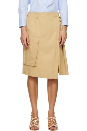 DRIES VAN NOTEN Jupe midi portefeuille beige