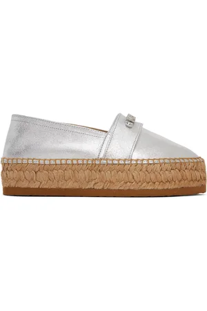 Moschino Espadrilles argentées à ferrure à logo