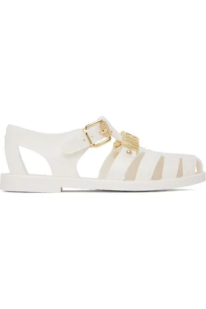 Moschino Sandales Jelly blanches à ferrure à logo