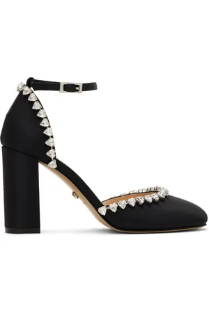 Mach & Mach Chaussures à talon bottier 95 Audrey noires à ornements en verre taillé