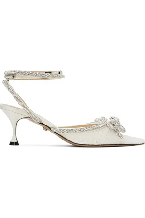 Mach & Mach Sandales à petit talon 65 blanches à boucle étagée