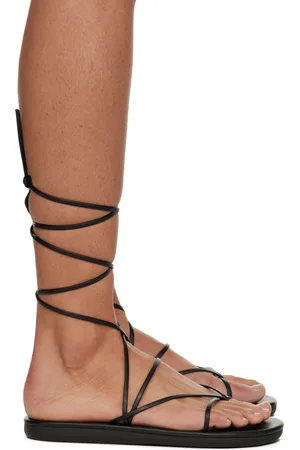 Ancient Greek Sandals Sandales noires à bride de style tong