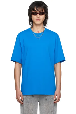 Marine Serre T-shirt bleu à logo brodé