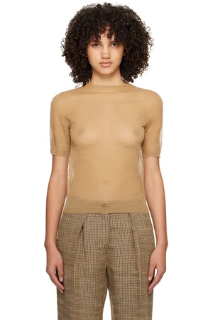 Acne Studios T-shirt beige en tricot transparent