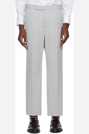 Thom Browne Pantalon gris à patte boutonnée à l
