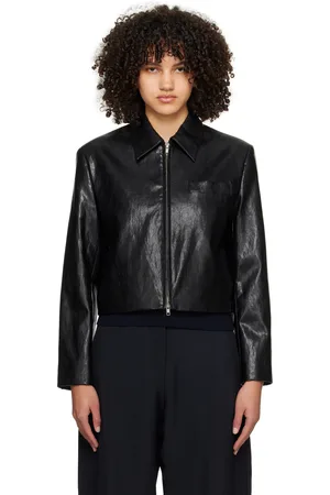 DUNST Blouson noir en cuir synthétique à col