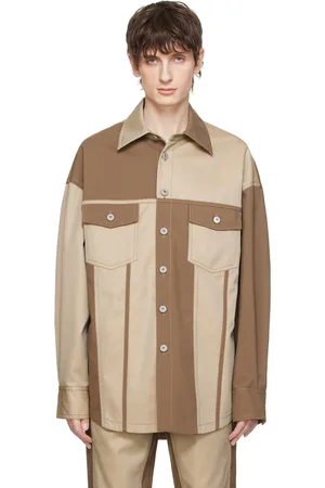 Feng Chen Wang Blouson brun et beige à panneaux