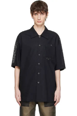 Feng Chen Wang Chemise noire à empiècement superposé en dentelle