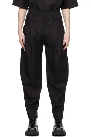 Feng Chen Wang Pantalon noir à effet usé
