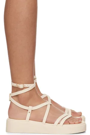 Ancient Greek Sandals Sandales Aristea blanc cassé