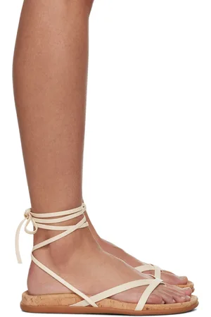 Ancient Greek Sandals Sandales Glykeria blanc cassé