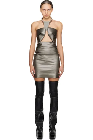 Rick Owens Robe courte Prong gris acier en denim
