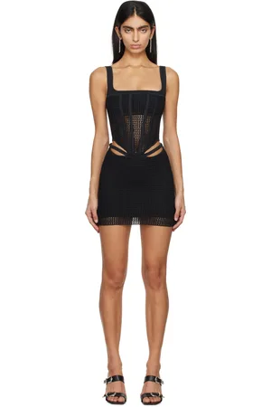 DION LEE Robe courte noire à découpes