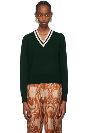 DRIES VAN NOTEN Pull vert à col en V