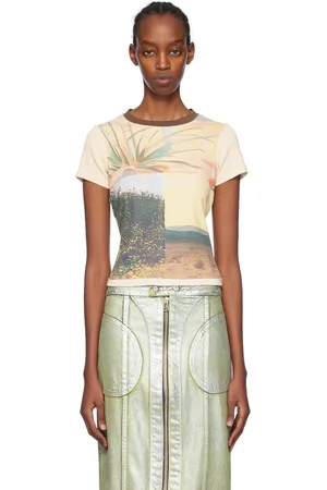 ECKHAUS LATTA T-shirt beige à images imprimées