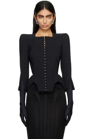 MUGLER Blouson noir à épaulettes