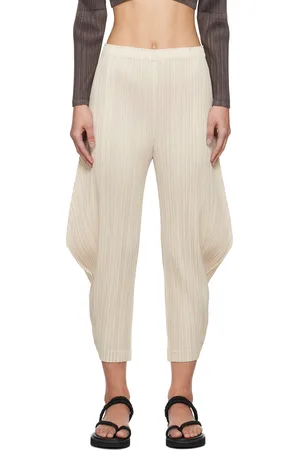 PLEATS PLEASE ISSEY MIYAKE Pantalon Thicker Bottoms 1 blanc cassé
