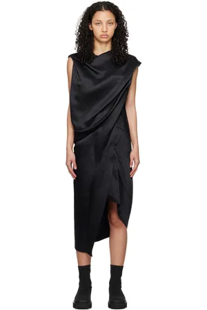 Issey Miyake Robe midi noire à drapage