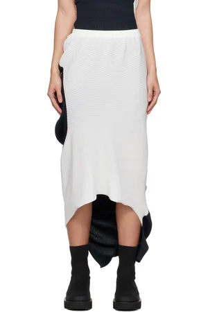 Issey Miyake Jupe midi Aerate bleu marine et blanc