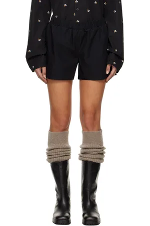 RIER Short noir en popeline cirée