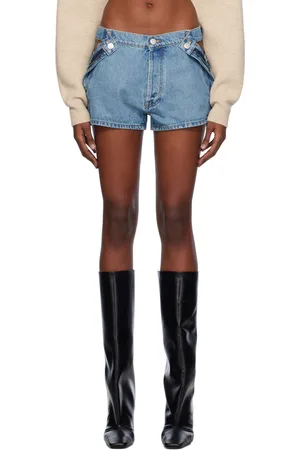 COPERNI Short bleu en denim à glissières latérales
