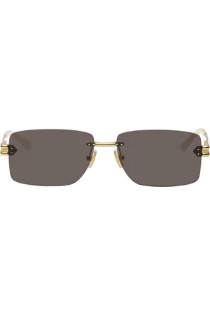 Bottega Veneta Lunettes de soleil rectangulaires dorées