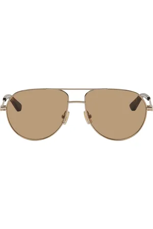 Bottega Veneta Lunettes de soleil aviateur dorées en métal à barre supérieure