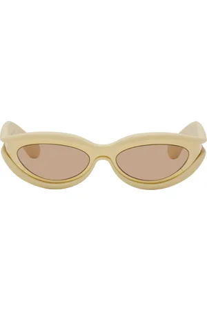 Bottega Veneta Lunettes de soleil ovales doré et beige en acétate