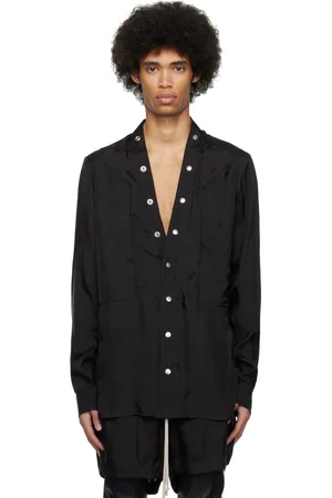 Rick Owens Chemise Larry noire à poches passepoilées