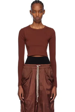 Rick Owens T-shirt à manches longues écourté brun