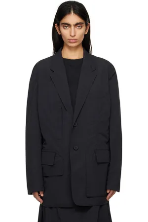Y-3 Veston noir en toile froissée