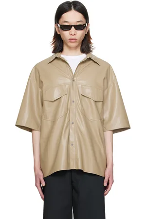 Nanushka Chemise Mance taupe en cuir synthétique