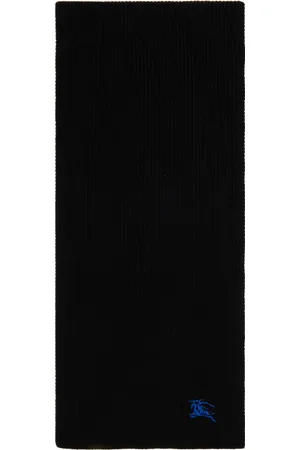 Burberry Écharpe noire en tricot côtelé de cachemire
