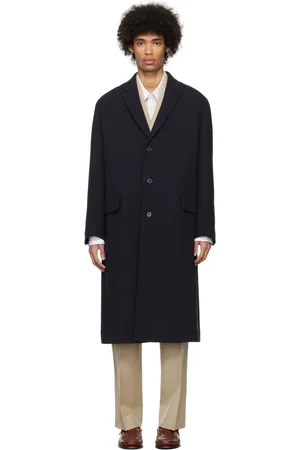 Auralee Manteau chesterfield bleu marine
