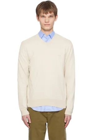 HUGO BOSS Pull beige à col en V