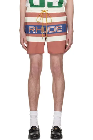 Rhude Short de sport Pavil rouge et blanc cassé