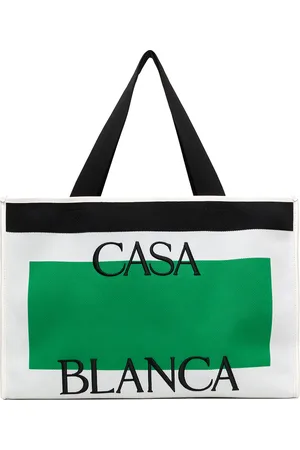 Casablanca Cabas blanc et vert en tricot jacquard