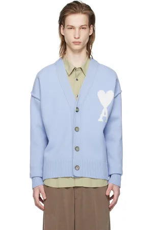 Ami Cardigan bleu à logo Ami de cœur