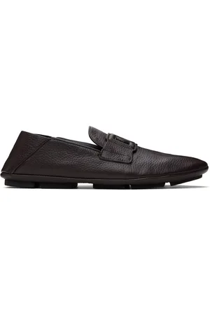 Dolce & Gabbana Flâneurs de conduite bruns en cuir de cerf