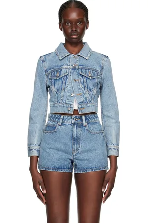 Alexander Wang Blouson bleu en denim à ornements thermocollés