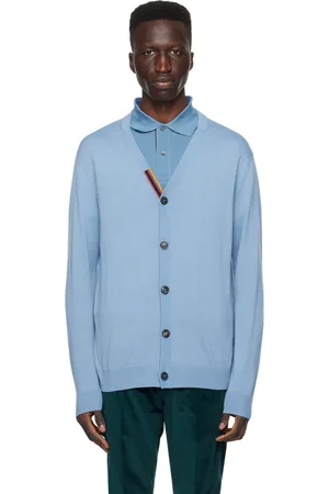 Paul Smith Cardigan bleu à rayures au col