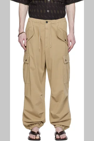 DRIES VAN NOTEN Pantalon cargo beige à cordon coulissant