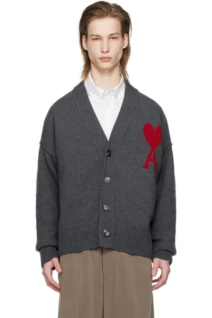Ami Cardigan gris à logo Ami de cœur