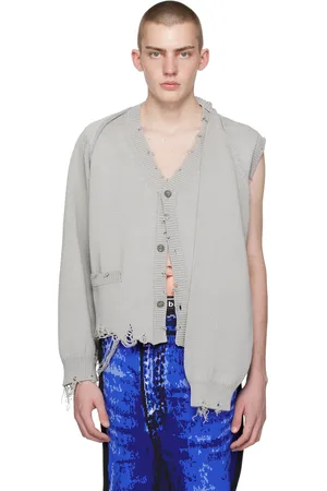 DOUBLET Cardigan gris à manches deux façons