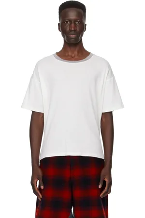 BODE T-shirt droit blanc en tricot côtelé