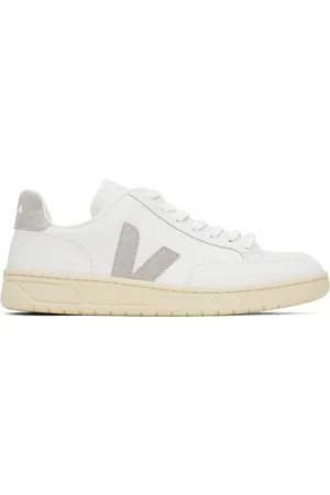 Veja Baskets V-12 blanc et gris en cuir