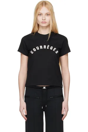 Courrèges T-shirt droit noir à écusson à logo AC